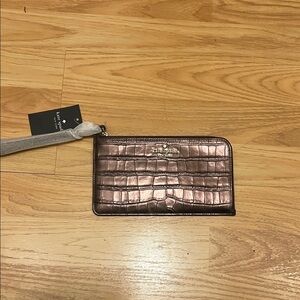 Kate Spade Rose Gold Croc-Embossed Wristlet